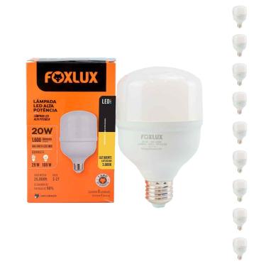 Imagem de Kit 10 Lâmpada Led Alta Potência 20w 3000k E-27 Bivolt Foxlux