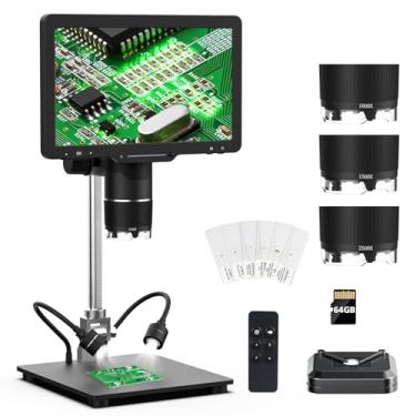 Imagem de Microscópio digital LCD USB de 10,1 polegadas, lupa de moeda com erro de 2500 x com 8 luzes LED ajustáveis, visualização de PC, compatível com Windows para adultos e crianças, 64G