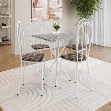 Imagem de Conjunto sala de Jantar Mesa Quadrada 70cm Tampo Granito com 4 Cadeira