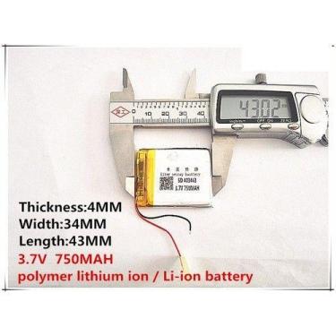 Imagem de Bateria 3,7v 750mah  4mm X 34mm X 43mm - bgb