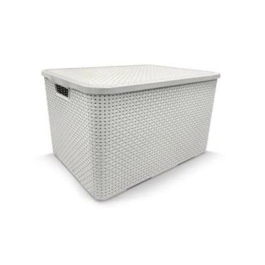 Imagem de Caixa Organizadora Rattan 70 Litros - Plastsu, Branco