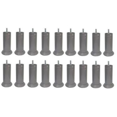 Imagem de Kit 18 Pe Cama Box Fixo Cinza 12cm Plástico Com Parafuso Central - Jth