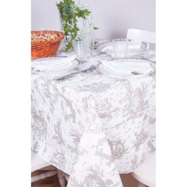 Imagem de Toalha de Mesa Retangular em Tecido Jacquard Estampado Toile de Jouy B