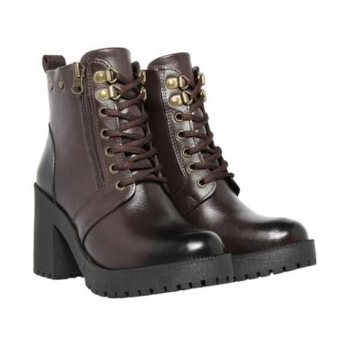 Imagem de Bota Coturno Feminina Solado Tratorado Five Days Em Couro Cores 14050 