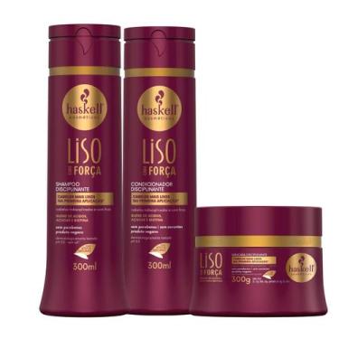 Imagem de Kit Haskell Liso Com Força P/ cabelo Liso Com Frizz 300ml