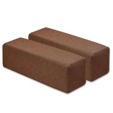 Imagem de NANGELRN Almofada de descanso de braço de sofá, almofada de descanso de braço de linho, almofada de apoio de braço de espuma de alta densidade, suporte de cotovelo retangular removível e lavável para