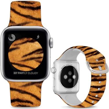 Imagem de Sjiangqiao Pulseiras de relógio de silicone macio compatíveis com Apple Watch SE séries 10, 9, 8, 7, 6, 5, 4, 3, 2 e 1 de 49 mm, 46 mm, 44 mm e 42 mm (série 3 2 1), para mulheres e homens.