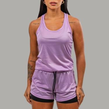 Imagem de Conjunto Academia Feminino Regata Nadador+Short 2em1 com Bermuda compr