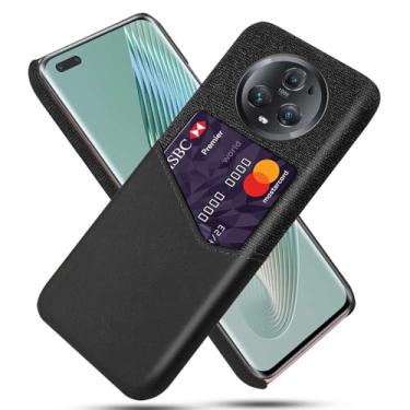 Imagem de Capa para Honor Magic5 PRO,Anti-deslizamento,Proteção contra quedas de 360°,Resistência à impressão digital,Tela e caso de couro PU com 1 slot de cartão atrás-Black