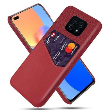 Imagem de Capa para Honor Play 5 Youth,Anti-deslizamento,Proteção contra quedas de 360°,Resistência à impressão digital,Tela e caso de couro PU com 1 slot de cartão atrás-Red