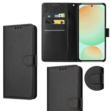 Imagem de Capa Carteira S24 FE Compatível Samsung Porta Cartões Preta Capinha Flip Case