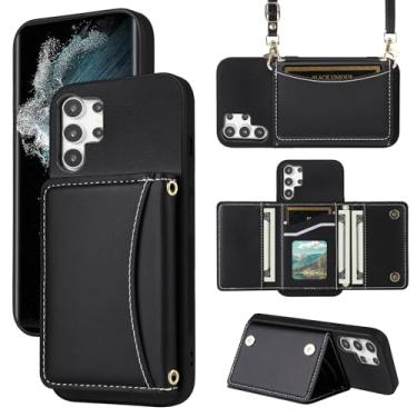 Imagem de Furiet Capa carteira para Samsung Galaxy S25 Ultra 5G com alça transversal de couro PU porta-cartão à prova de choque resistente capa de celular fina para S25Ultra 25S S 25 25Ultra 6.9 2025 preta