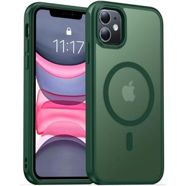 Imagem de AMILIFECASES Capa para iPhone 11 Texturas de Fibra de Carbono, Capa de Proteção de Grau Militar, Capa Resistente para iPhone 11, Suporta Carregamento Sem Fio Verde Escuro