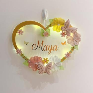 Imagem de Porta Maternidade Coração Led Acrílico e Espelho