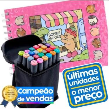 Imagem de Livro Bobbie Goods 24 Canetinhas Ponta Dupla Kit Criativo Antiestresse