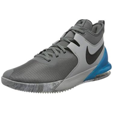 Imagem de NIKE Tênis de basquete masculino para treinamento, UE, Cinza fumê/preto/cinza fumê claro/azul Fury, 39