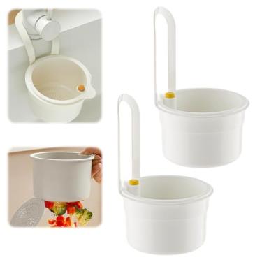 Imagem de Cesta de filtro de pia, cesta de filtro suspensa para torneira, coletor de resíduos de alimentos autolimpante, cesto de drenagem de cozinha de despejo automático (branco, 2 peças)