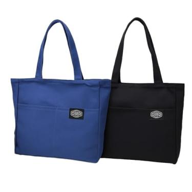 Imagem de Kit 2 Bolsas De Lona Estudante Para Cadernos - Preta E Azul