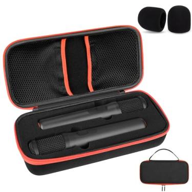 Imagem de Wanocean Estojo Para Microfone Sem Fio Compatível Com Jbl Two, Espuma Ajustável Diy (Somente Caixa), Bolsa De Viagem Portátil Partybox Receptores Karaokê, Adaptadores, Pilhas Aa, Preto