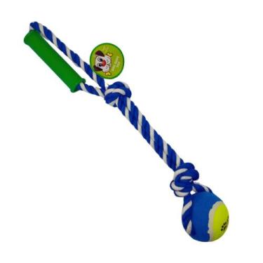 Imagem de Brinquedo para Cachorro e Gato Pet Bola Com Corda 38cm - Pet Toys, Azu