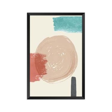 Imagem de Quadro Eucatex Abstrato Minimalista Moldura Preta 90x60cm