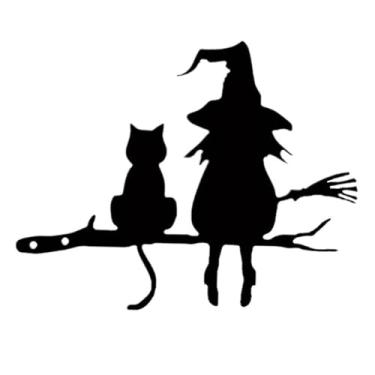 Imagem de Gralara Arte de Parede em Metal, Silhueta de Ferro, Estátua de Bruxa E Gato, Silhueta de Quintal, Galho de Fada de Metal, Decoração para Jardim, Cerca, Casa
