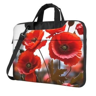 Imagem de Capa para laptop de pétalas vívidas de flores de papoula de 14 polegadas bolsa de transporte para computador à prova de choque capa protetora para notebook bolsa portátil para laptop bolsa à prova
