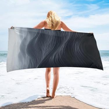 Imagem de NWTRK Toalha de praia de microfibra de ondas pretas profundas toalhas de banho macias de secagem rápida toalhas de viagem absorventes para piscina, acampamento, piquenique, esportes 139 x 68 cm