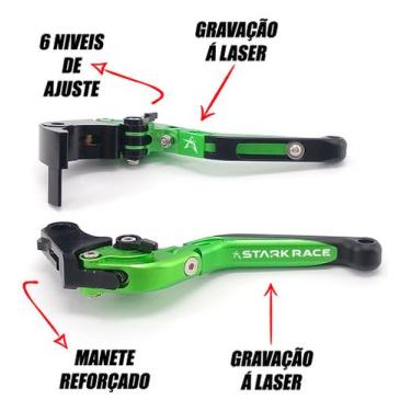 Imagem de Manete Esportivo Extensível Kawasaki Zx 10r Zx10r - Stark Race, Verde