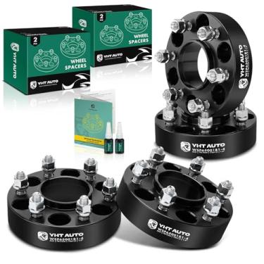 Imagem de YHTAUTO Espaçadores de roda centrados 6 x 5 3,8 cm para Chevrolet, GMC, Buick, Cadillac, Saab. Modelos: Traverse, Acadia, Espaçadores de Pneus Forjados 1,5" com parafusos M12 x 1,5 mm Diâmetro do cubo de 78,1 mm 4 peças, preto