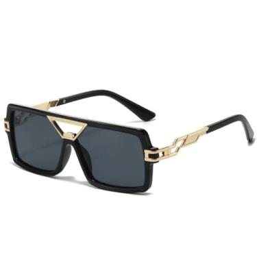 Imagem de Óculos de sol vintage masculino e feminino luxuoso pequeno vintage degradê transparente espelhado (preto e cinza)