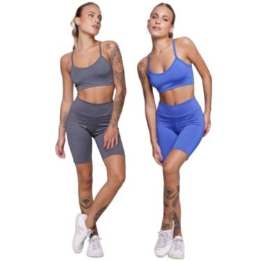 Imagem de KIT 2 Conjunto Top Alça Fina e Bermudinha Suplex Serra e Mar Roupa Para Academia Moda Fitness-Feminino