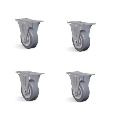 Imagem de Rodízio Cinza Fixo Com Placa FL210 - 4 Unid - SCHIOPPA