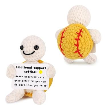Imagem de JoycuFF Funny Mini Crochet Softball Turtle Gifts - Emotional Positive Inspirational Softball Lovers, Players, Fans - Handmade Gifts for Her