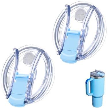 Imagem de Soledea Tampa de copo de substituição de 1,134 g para copo Stanley, capas de copo à prova de derramamento com trava para acessórios de copo Stanley AZUL-2 PACK