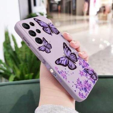 Imagem de Capa de celular com borboletas roxas para Samsung Galaxy S25 S24 S23 S22 S21 S20 Ultra Plus FE Note 20 Ultra 10 9 Plus, roxo claro 1, para S23 Ultra