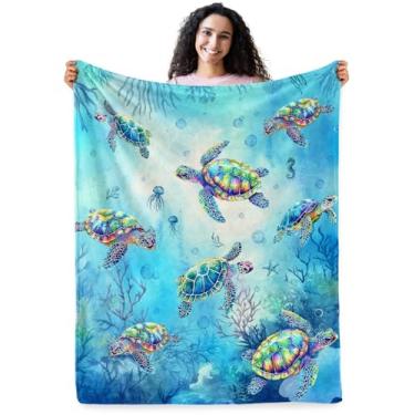 Imagem de Cobertor de tartaruga, presentes de tartaruga marinha para crianças, cobertor macio para decoração de quarto de meninos e meninas, cobertores aconchegantes presentes de aniversário de Natal para