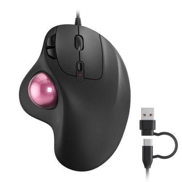Imagem de Mouse Trackball Nulea M509 com fio, design ergonômico, rosa