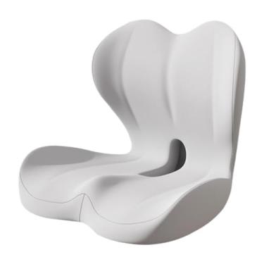 Imagem de ChuYiElegance Almofada de espuma viscoelástica para encosto de carro, antiderrapante, respirável, ortopédico, para cóccix, coluna, para cadeira gamer, assentos de, Cinza Claro