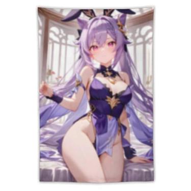 Imagem de LIEGBMEU Tapeçaria de biquíni sexy anime menina 101.6 cm x 152.4 cm interior exterior parede colcha arte decoração de tapeçaria caprichosa, AC027