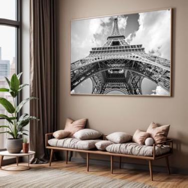 Imagem de Quadro com Moldura Sala Quarto Torre Eiffel Decorativo Horizontal Grande Hall
