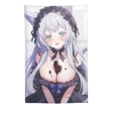 Imagem de LIEGBMEU Tapeçaria sexy de anime menina 152 x 228 cm arte de colcha de parede decoração de tapeçaria caprichosa AF183