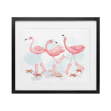 Imagem de Stupell Industries Estampa emoldurada Happy Pink Cowgirl Flamingos preta sob vidro por Ziwei Li, 33 x 40