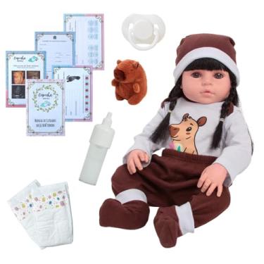Imagem de Bebê Reborn Boneca Realista Morena Enxoval Capivara Fofinha