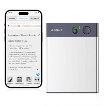 Imagem de Gravador de voz Ai, transcritor de notas para texto com Chatgpt, controle de aplicativo, suporta 68 idiomas, 64 GB para palestras, reuniões, chamadas telefônicas, magnético (cinza)