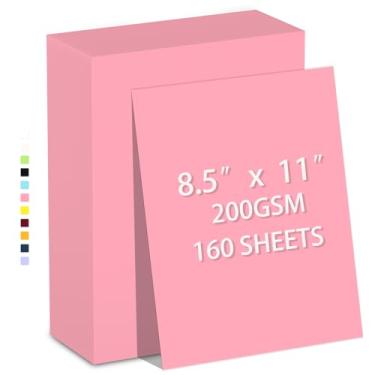 Imagem de 160 folhas de papel-cartolina 200 g/m², peso pesado, 200 g/m², impressão de papel, artesanato, convites | Papel de cartolina para impressora suave | Papel de construção a granel, faça você mesmo e uso