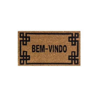 Imagem de Capacho Retangular Fibra De Coco Base PVC 60x33cm - Komeco - Borda Preto