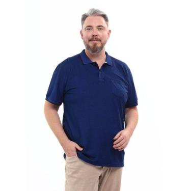Imagem de Camisa Polo Masculina Plus Size Pique Algodão com Bolso