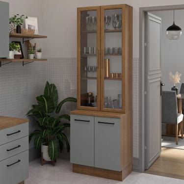 Imagem de Kit Balcão + Cristaleira 70cm Rustic/Cinza Agata Madesa 01