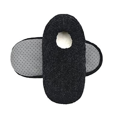 Imagem de Panda Bros Meias femininas com pegas, meias felpudas femininas com parte inferior antiderrapante, chinelos aconchegantes para casa, Preto Lk, 5-7.5